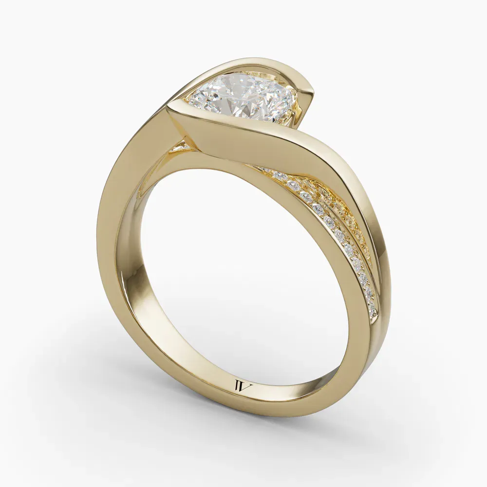 Elara Cushion 14KY Ring - Loading