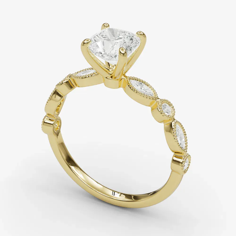 Sior Cushion 14KY Ring - Loading