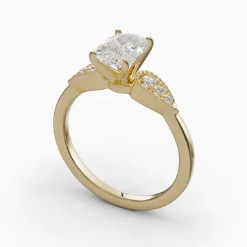 Yerlin Elongated Cushion 14KY Ring - Loading