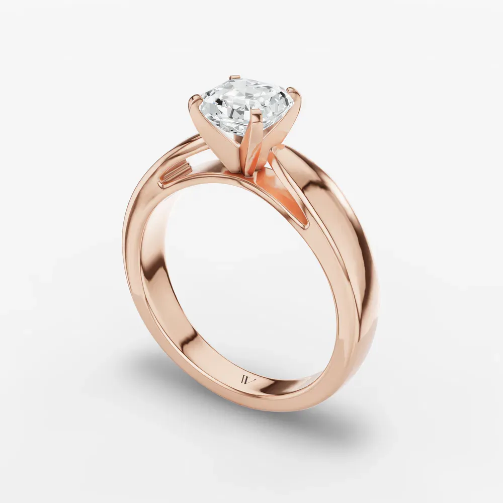 Certified 1 carat Lab Grown Diamond Asscher Cut Solitaire, Cathedral Engagement Ring in 14K Rose Gold-Arlo