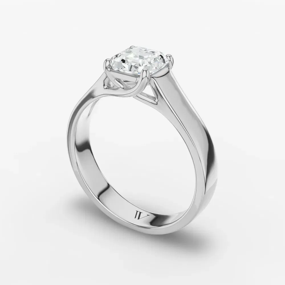 Certified 1 carat Lab Grown Diamond Asscher Cut Solitaire, Cathedral Engagement Ring in 14K White Gold-Grion