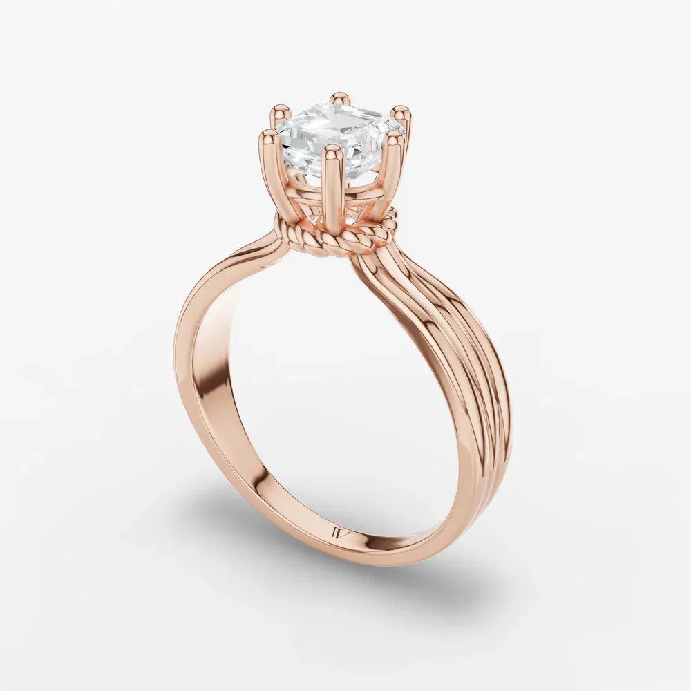 Certified 1 carat Lab Grown Diamond Asscher Cut Solitaire, Floating Engagement Ring in 14K Rose Gold-Celest