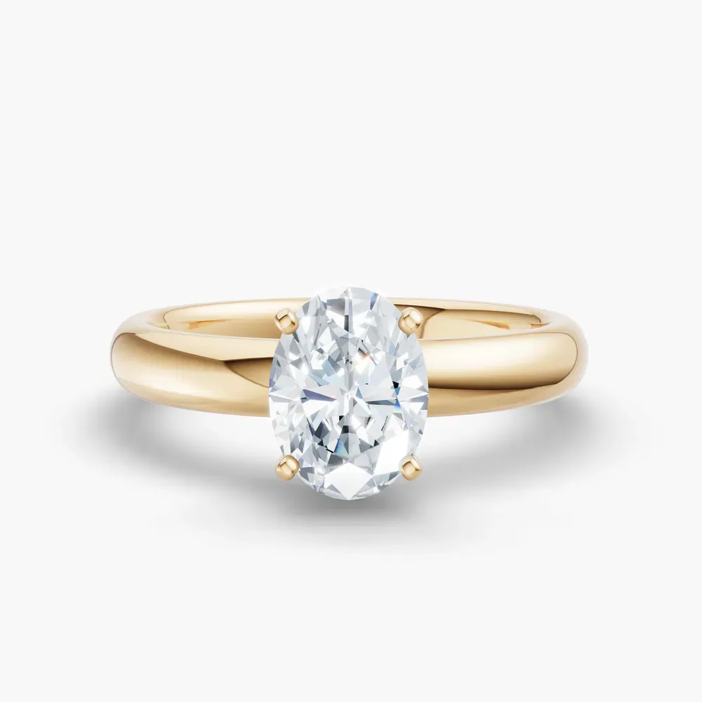 Certified 1 carat Lab Grown Diamond Oval Cut Solitaire, Classic, Simple Engagement Ring in 14K Yellow Gold-Sorrq