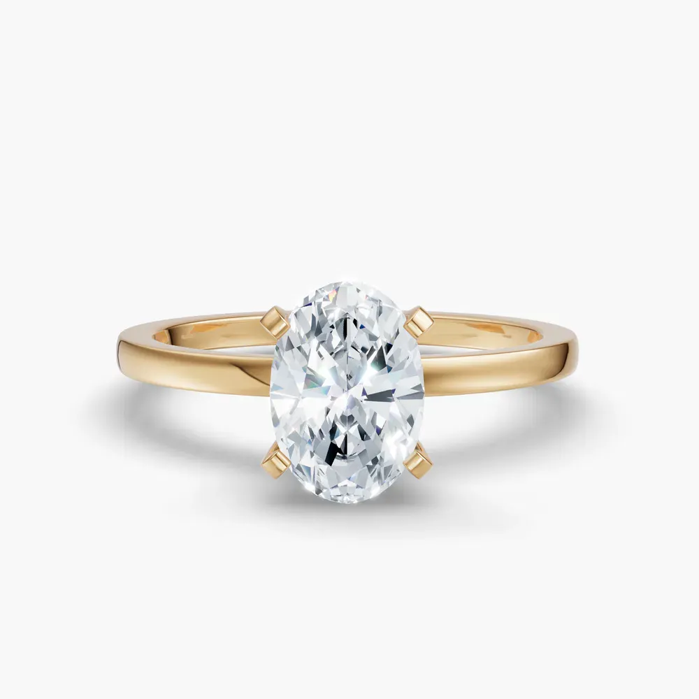 Certified 1 carat Lab Grown Diamond Oval Cut Solitaire, Classic, Simple Engagement Ring in 14K Yellow Gold-Cara