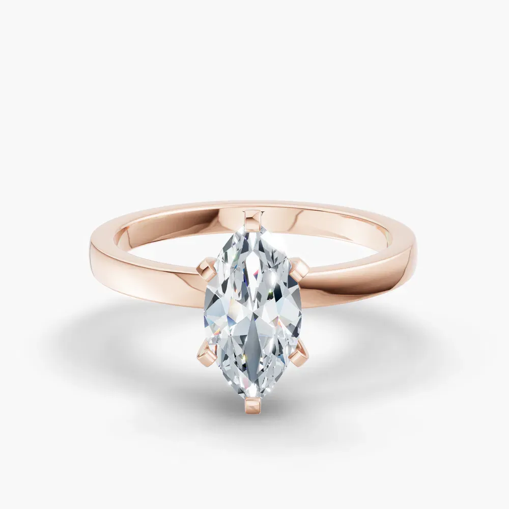 Certified 1 carat Lab Grown Diamond Marquise Cut Solitaire, Classic, Simple Engagement Ring in 14K Rose Gold-Ocea