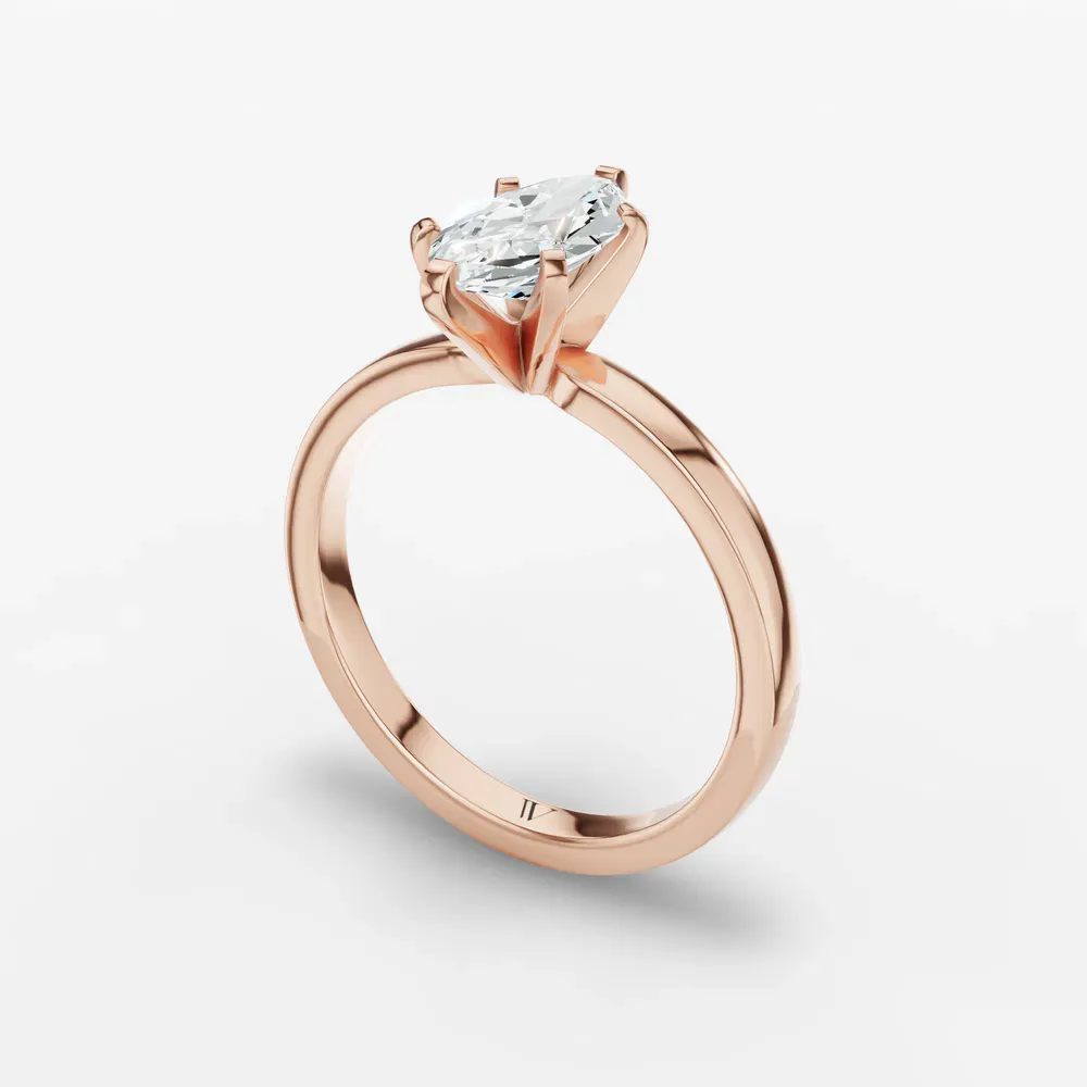 Certified 1 carat Lab Grown Diamond Marquise Cut Solitaire, Classic, Simple Engagement Ring in 14K Rose Gold-Ocea