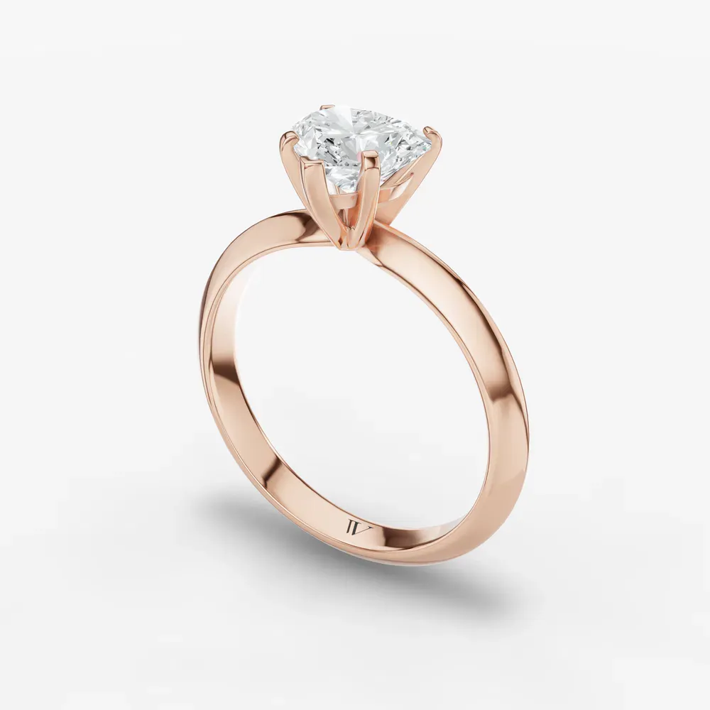 Certified 1 carat Lab Grown Diamond Heart Cut Solitaire, Classic, Simple Engagement Ring in 14K Rose Gold-Aurori