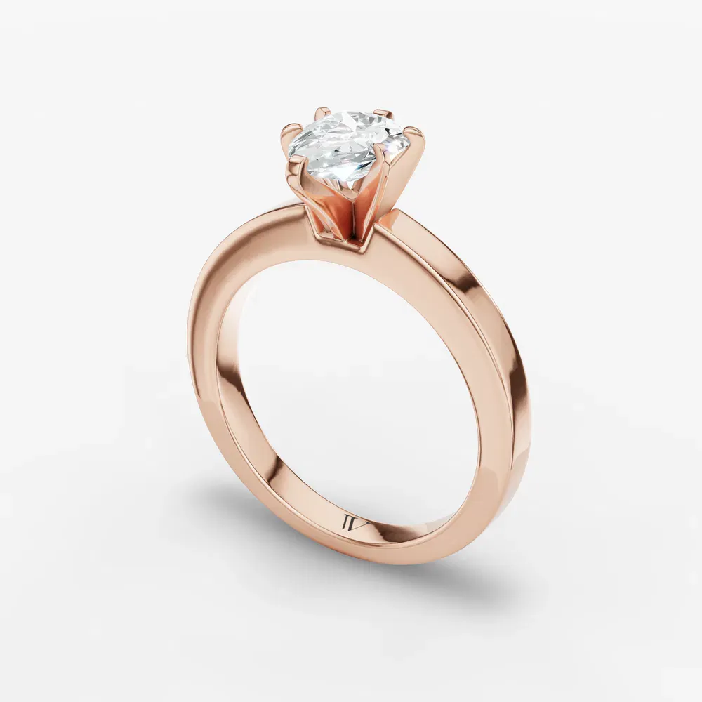 Certified 1 carat Lab Grown Diamond Pear Cut Solitaire, Classic, Simple Engagement Ring in 14K Rose Gold-Elun