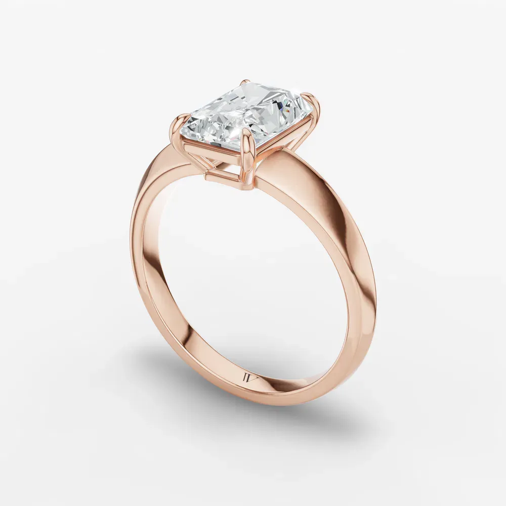 Certified 2 carat Lab Grown Diamond Radiant Cut Solitaire, Classic, Simple Engagement Ring in 14K Rose Gold-Jynx