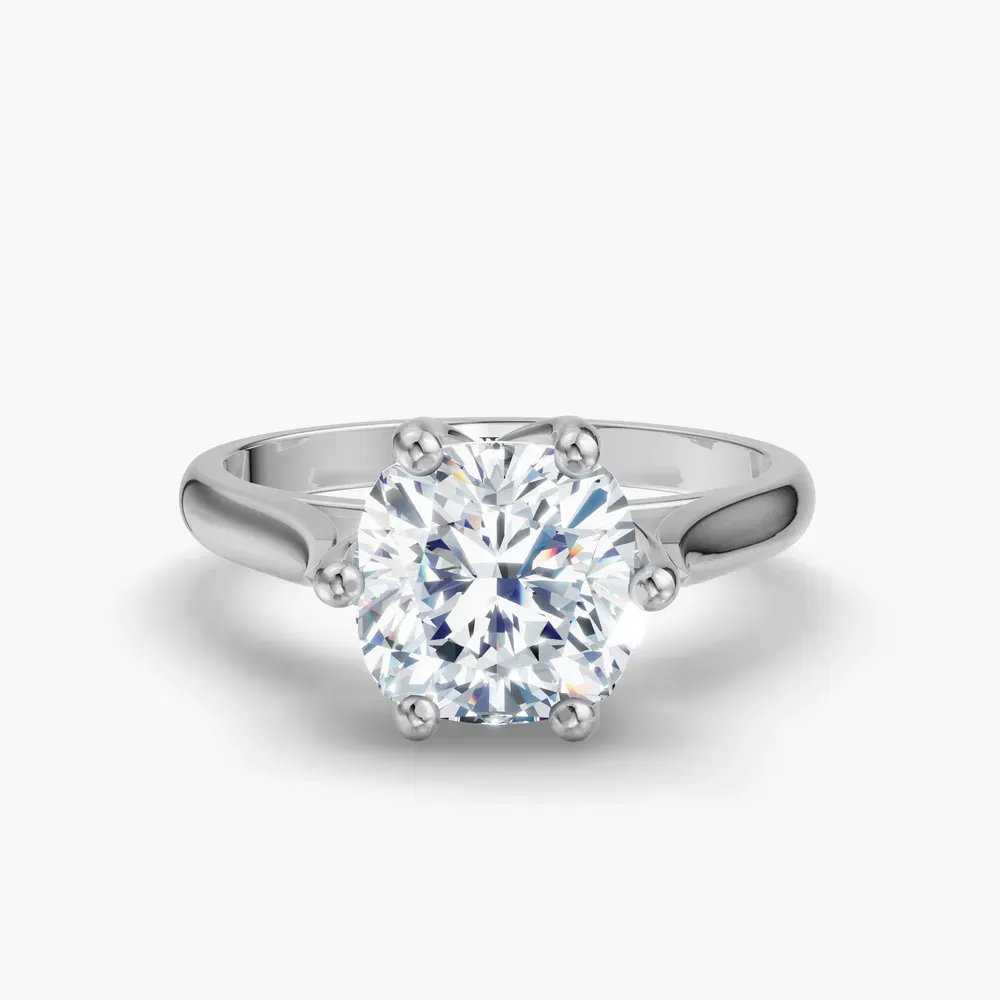 Certified 1 carat Lab Grown Diamond Cushion Cut Solitaire, Vintage, Cathedral Engagement Ring in 14K White Gold-Nova