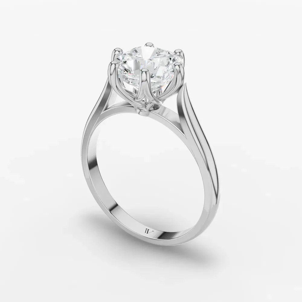Certified 1 carat Lab Grown Diamond Cushion Cut Solitaire, Vintage, Cathedral Engagement Ring in 14K White Gold-Nova