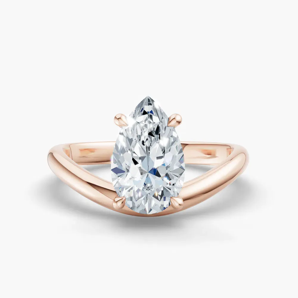 Certified 2 carat Lab Grown Diamond Pear Cut Solitaire, Floating Engagement Ring in 14K Rose Gold-Thal