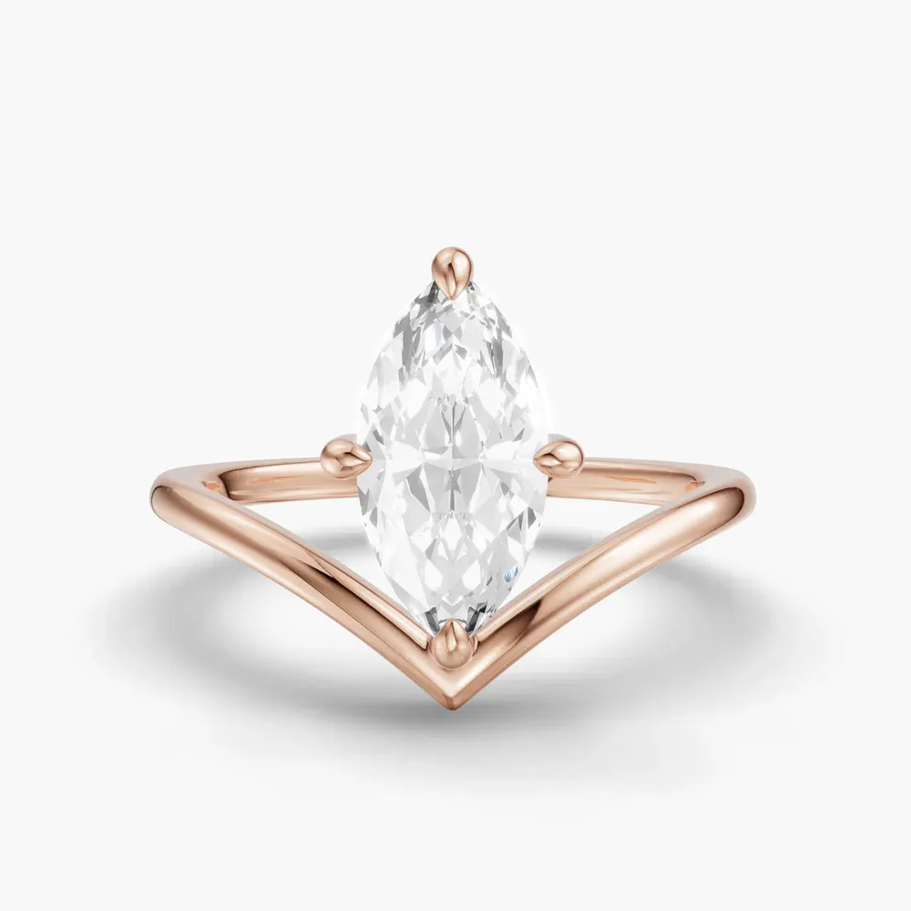Certified 1 carat Lab Grown Diamond Marquise Cut Solitaire, Floating Engagement Ring in 14K Rose Gold-Lira