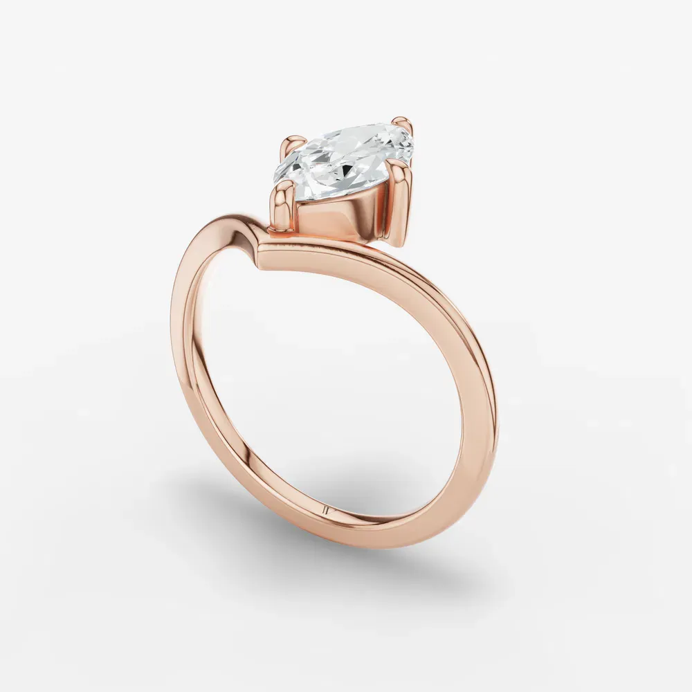 Certified 1 carat Lab Grown Diamond Marquise Cut Solitaire, Floating Engagement Ring in 14K Rose Gold-Lira