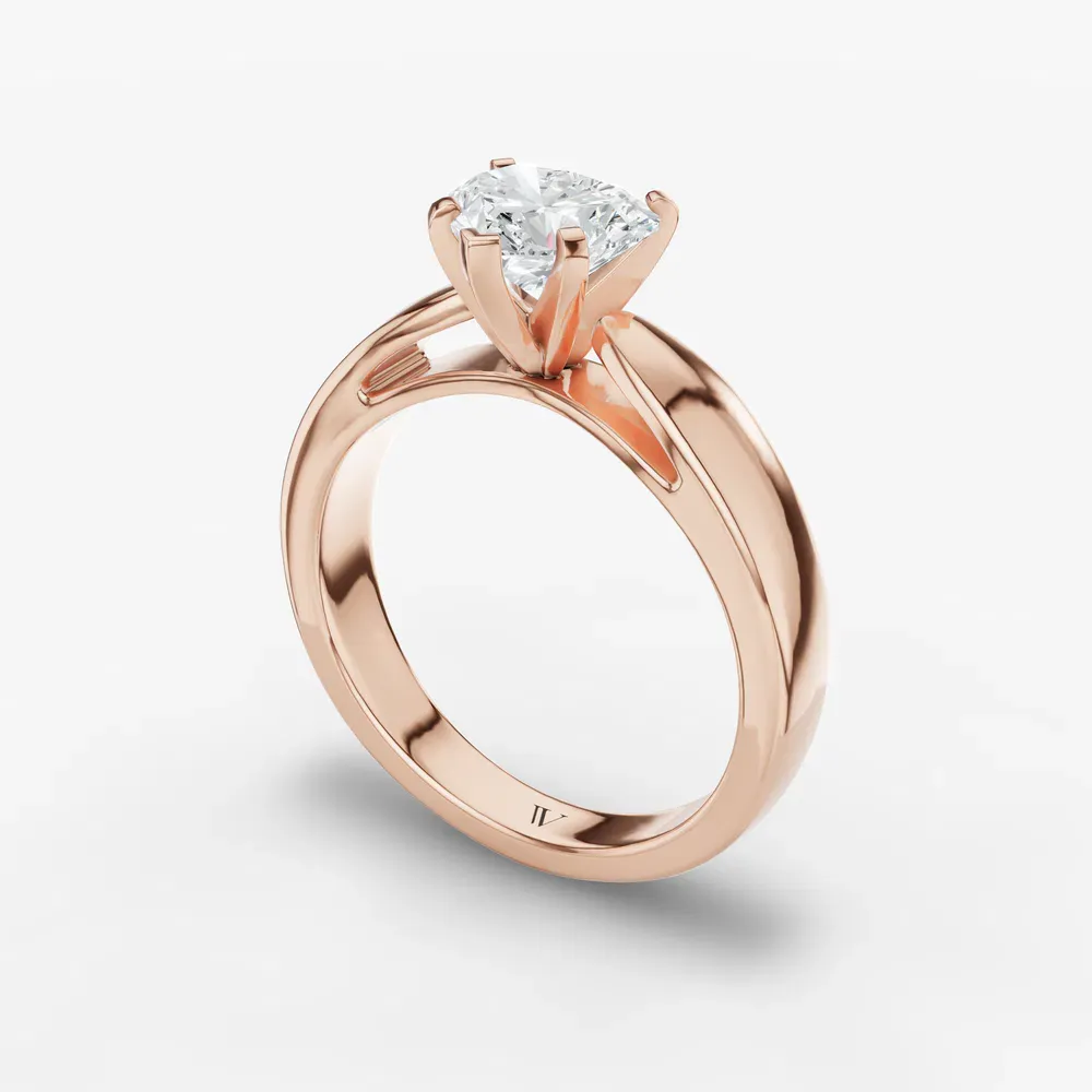 Certified 1 carat Lab Grown Diamond Heart Cut Solitaire, Cathedral Engagement Ring in 14K Rose Gold-Arlo