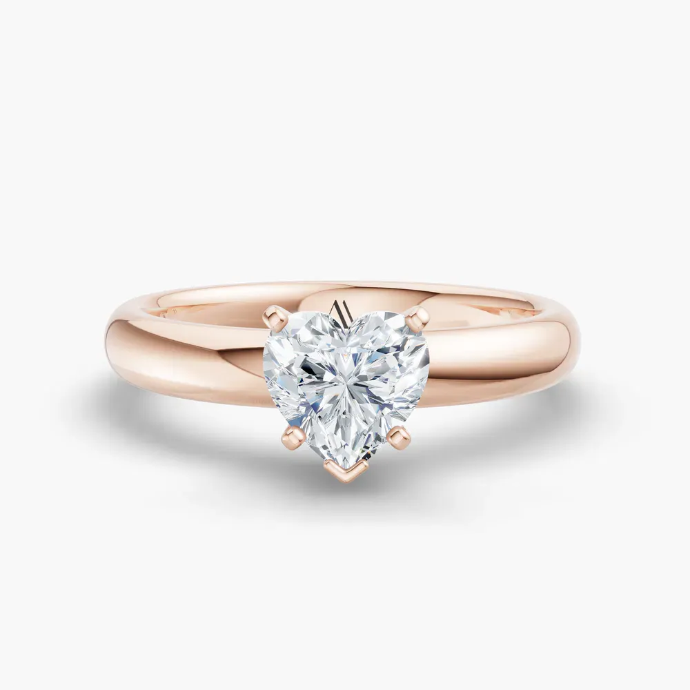 Certified 1 carat Lab Grown Diamond Heart Cut Solitaire, Classic, Simple Engagement Ring in 14K Rose Gold-Sorrq
