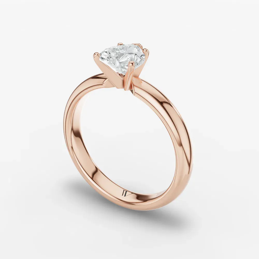 Certified 1 carat Lab Grown Diamond Heart Cut Solitaire, Classic, Simple Engagement Ring in 14K Rose Gold-Sorrq
