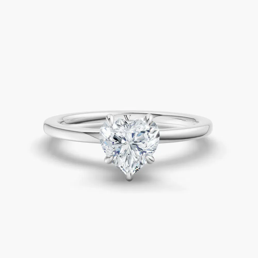 Certified 1 carat Lab Grown Diamond Heart Cut Hidden Halo Engagement Ring in 14K White Gold-Helia