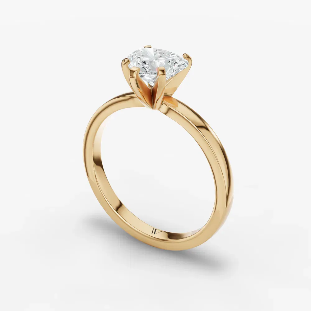 Certified 1 carat Lab Grown Diamond Heart Cut Solitaire, Classic, Simple Engagement Ring in 14K Yellow Gold-Ocea