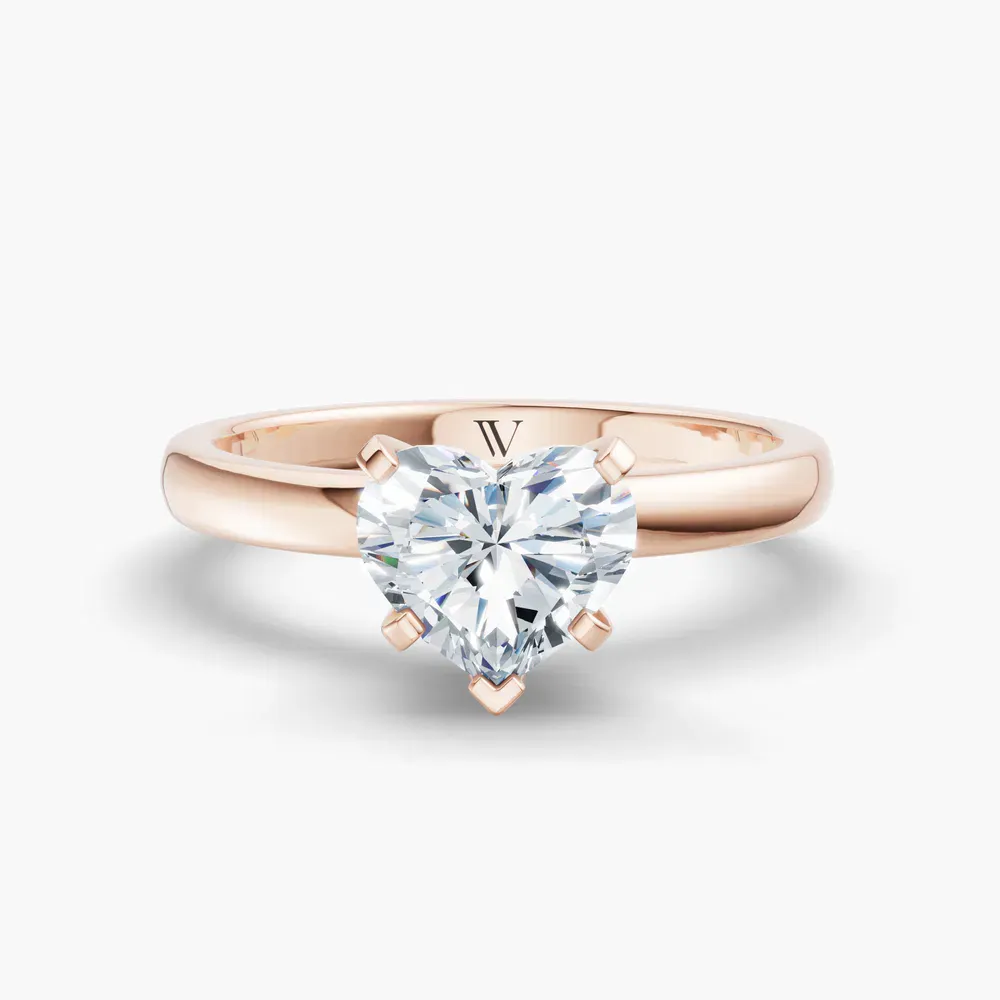 Certified 1 carat Lab Grown Diamond Heart Cut Solitaire, Classic, Simple Engagement Ring in 14K Rose Gold-Thaly