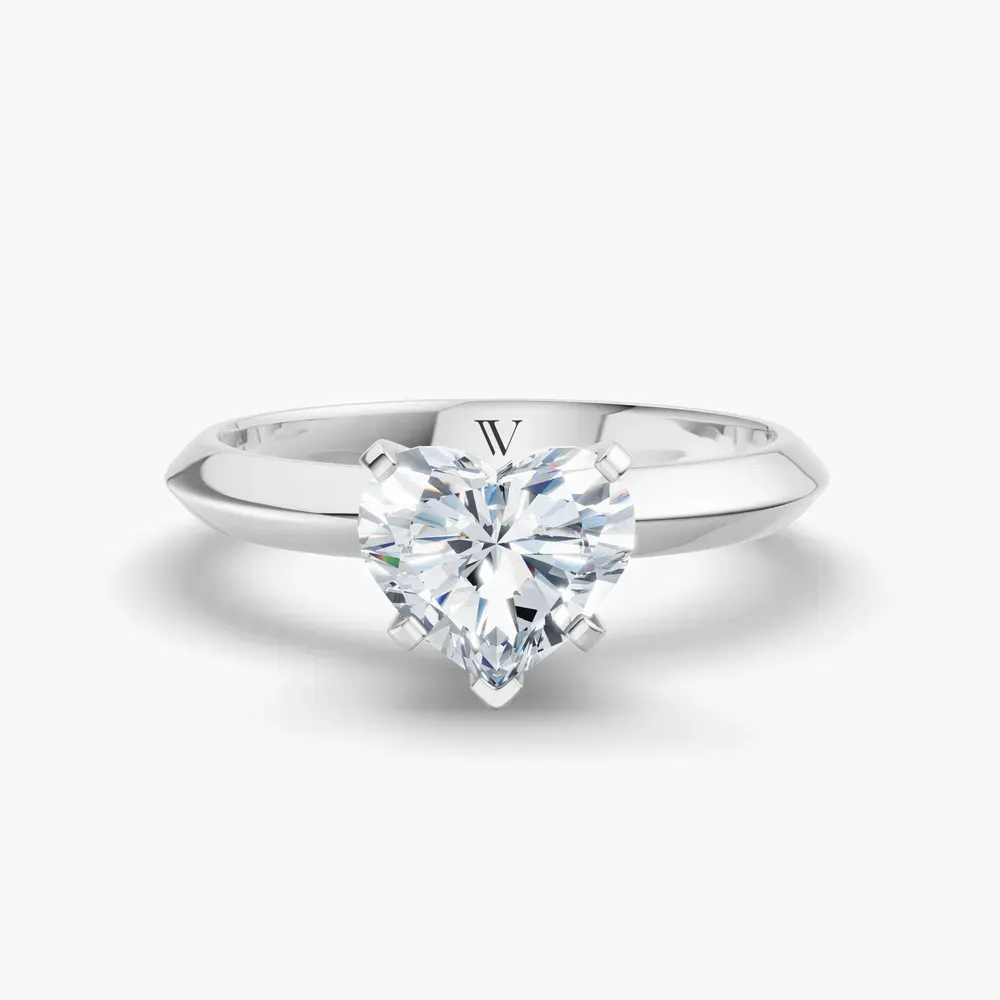 Certified 1 carat Lab Grown Diamond Heart Cut Solitaire, Classic, Simple Engagement Ring in 14K White Gold-Aurori