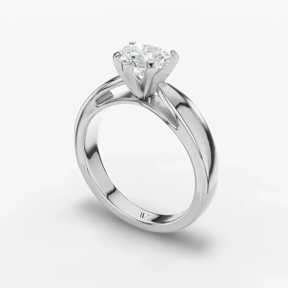 Certified 1 carat Lab Grown Diamond Heart Cut Solitaire, Cathedral Engagement Ring in 14K White Gold-Arlo