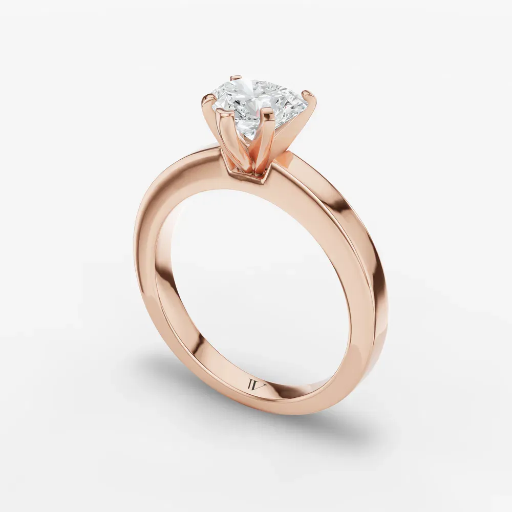 Certified 1 carat Lab Grown Diamond Heart Cut Solitaire, Classic, Simple Engagement Ring in 14K Rose Gold-Elun