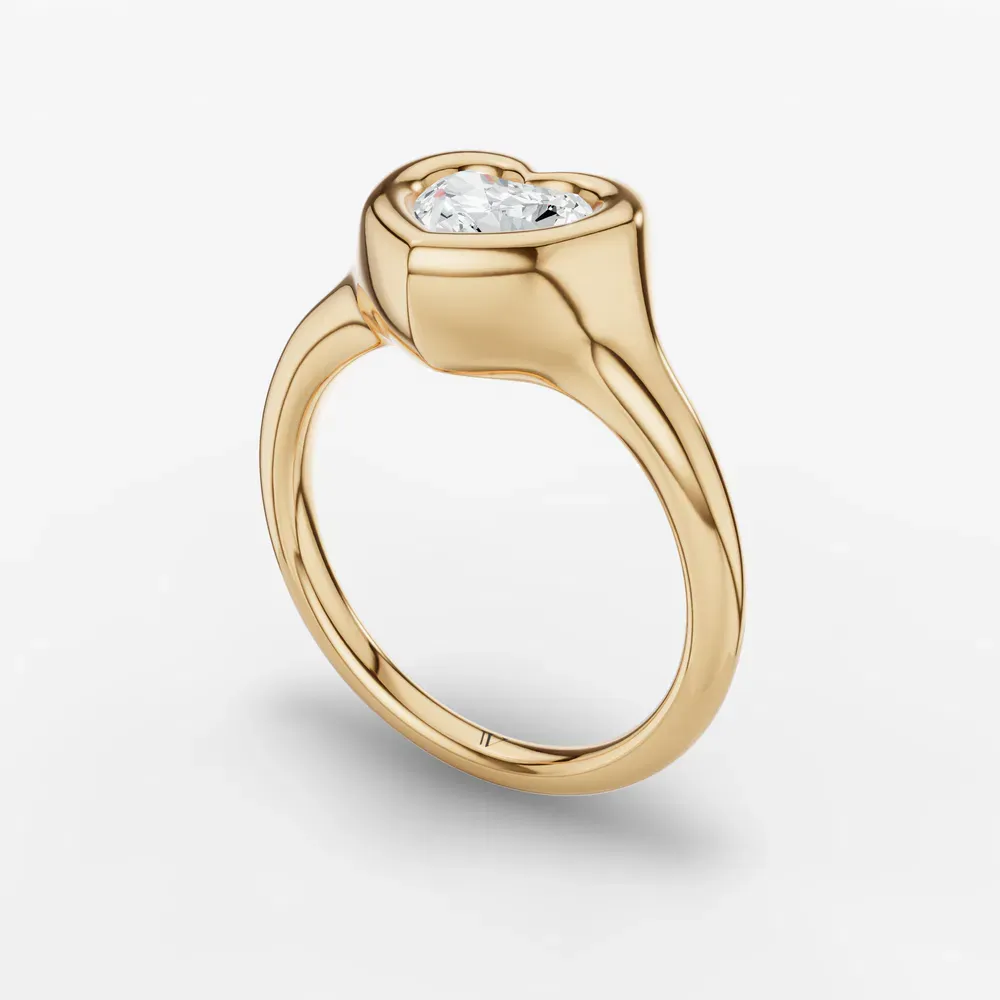 Certified 1 carat Lab Grown Diamond Heart Cut Solitaire, Bezel Engagement Ring in 14K Yellow Gold-Zayn