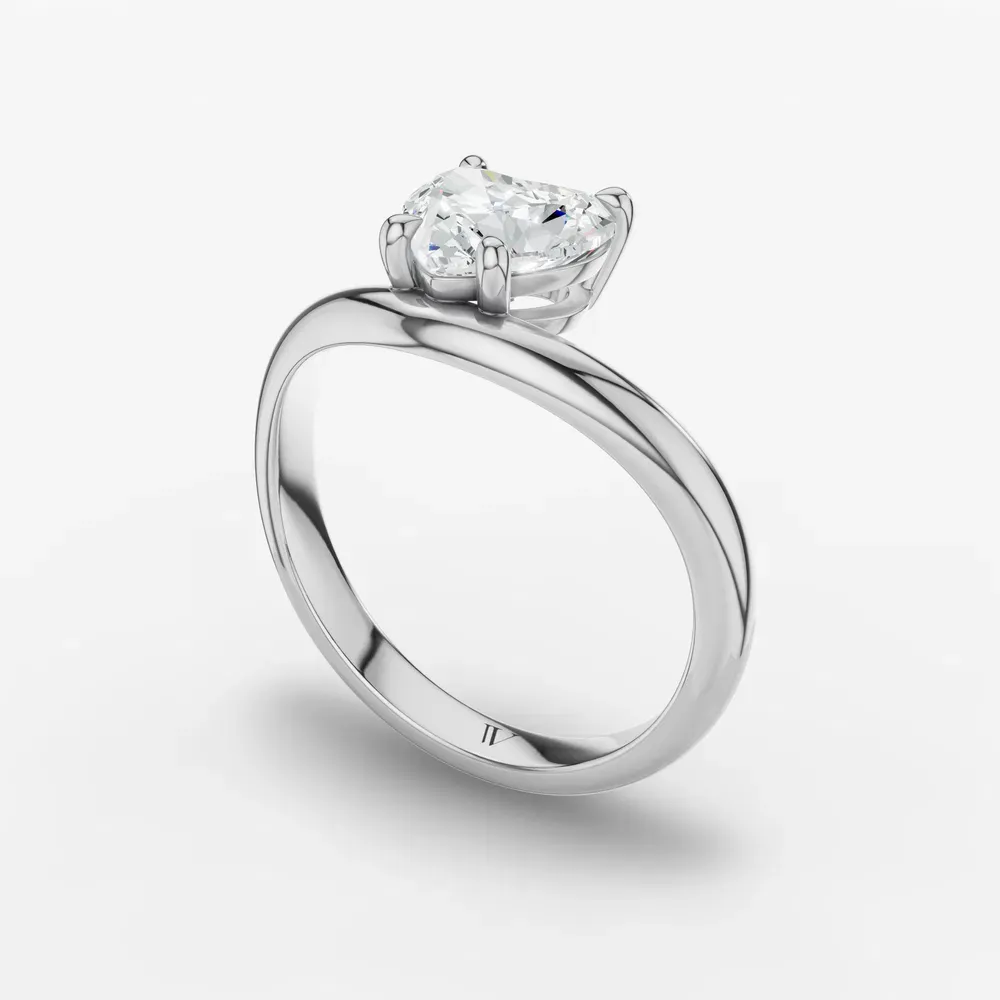 Certified 1 carat Lab Grown Diamond Heart Cut Solitaire, Floating Engagement Ring in 14K White Gold-Thal