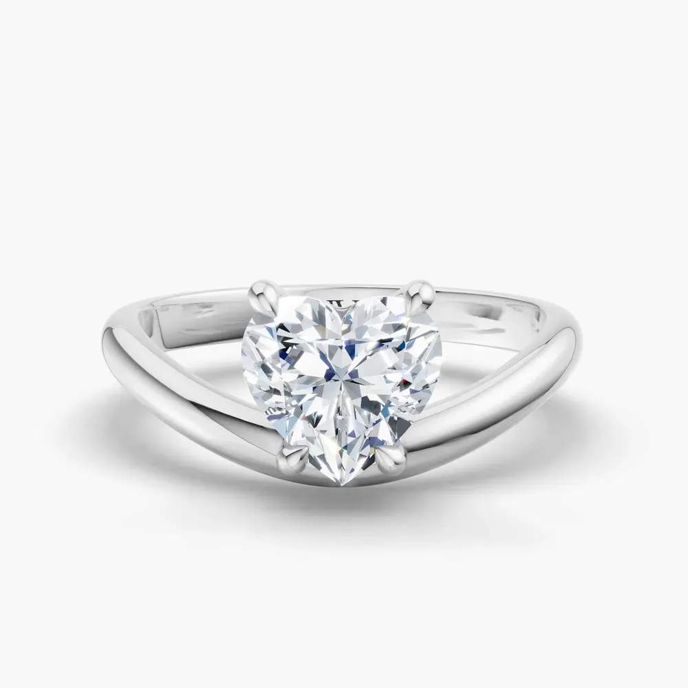 Certified 1 carat Lab Grown Diamond Heart Cut Solitaire, Floating Engagement Ring in 14K White Gold-Thal