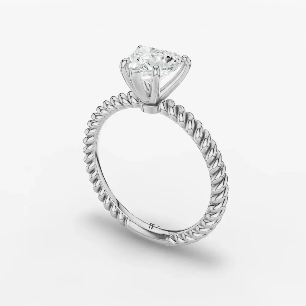 Certified 1 carat Lab Grown Diamond Heart Cut Solitaire, Twist, Vintage Engagement Ring in 14K White Gold-Liray