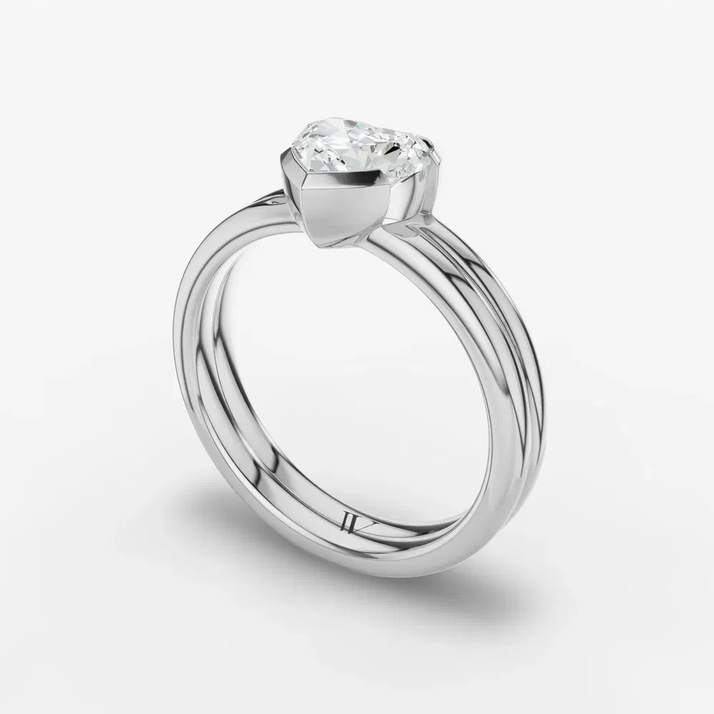 Certified 2 carat Lab Grown Diamond Heart Cut Solitaire, Bezel, Modern Engagement Ring in 14K White Gold-Sena
