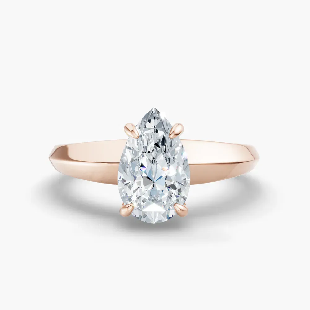 Certified 2 carat Lab Grown Diamond Pear Cut Solitaire, Classic, Simple Engagement Ring in 14K Rose Gold-Jynx