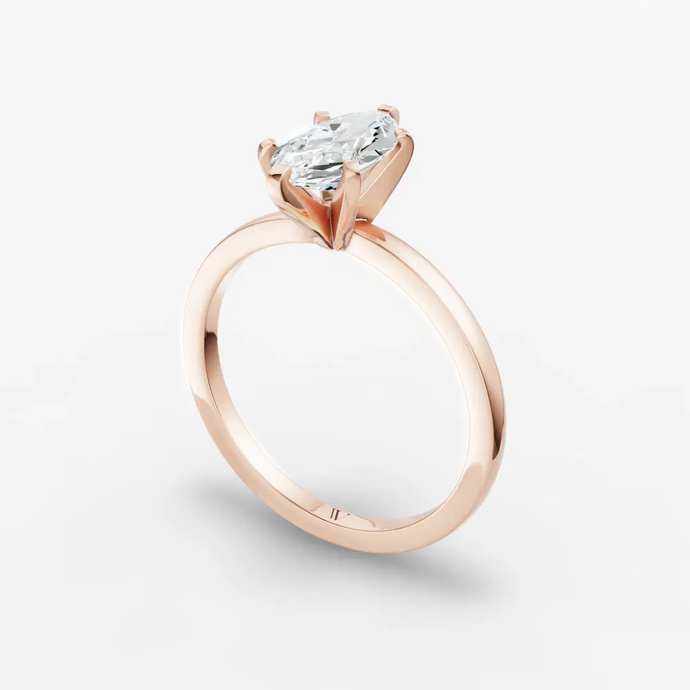 Certified 1 carat Lab Grown Diamond Marquise Cut Solitaire, Classic, Simple Engagement Ring in 14K Rose Gold-Cara
