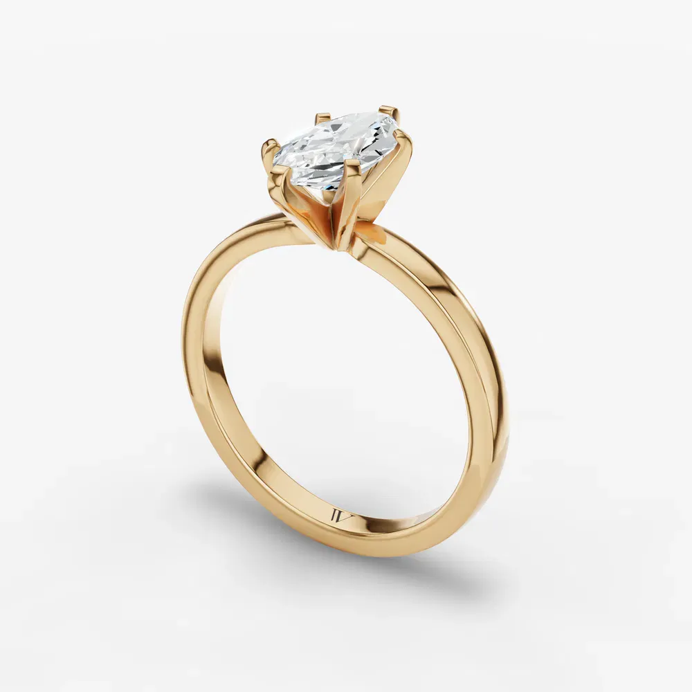 Certified 1 carat Lab Grown Diamond Marquise Cut Solitaire, Classic, Simple Engagement Ring in 14K Yellow Gold-Ocea