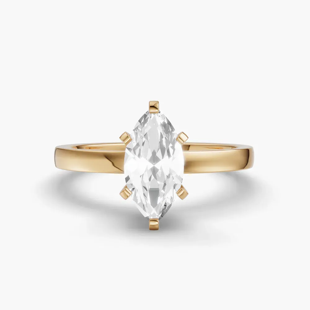 Certified 1 carat Lab Grown Diamond Marquise Cut Solitaire, Classic, Simple Engagement Ring in 14K Yellow Gold-Ocea