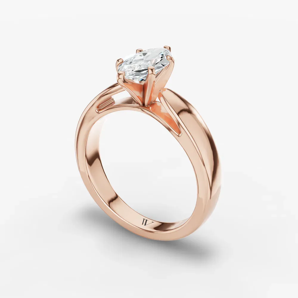 Certified 1 carat Lab Grown Diamond Marquise Cut Solitaire, Cathedral Engagement Ring in 14K Rose Gold-Arlo