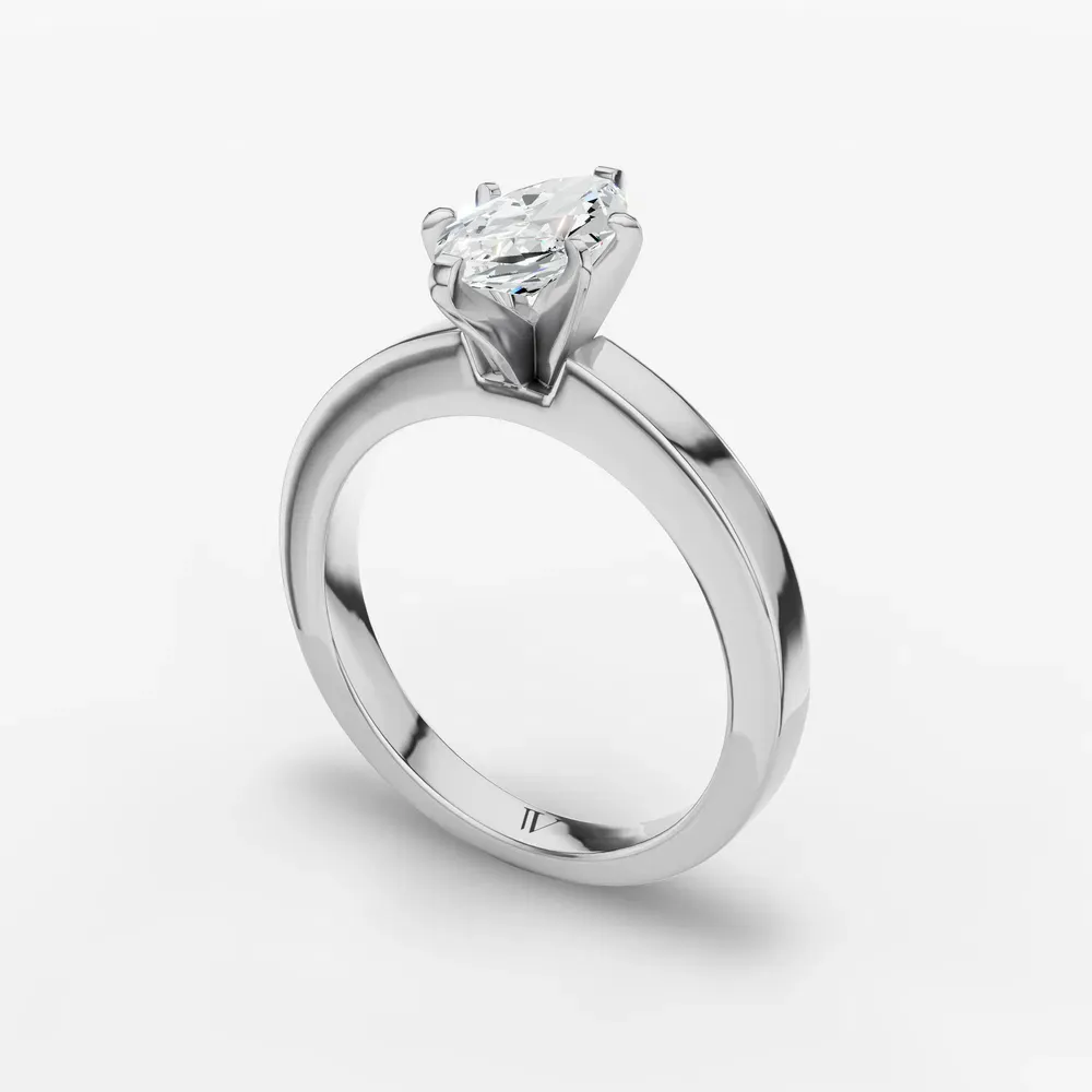 Certified 1 carat Lab Grown Diamond Marquise Cut Solitaire, Classic, Simple Engagement Ring in 14K White Gold-Elun