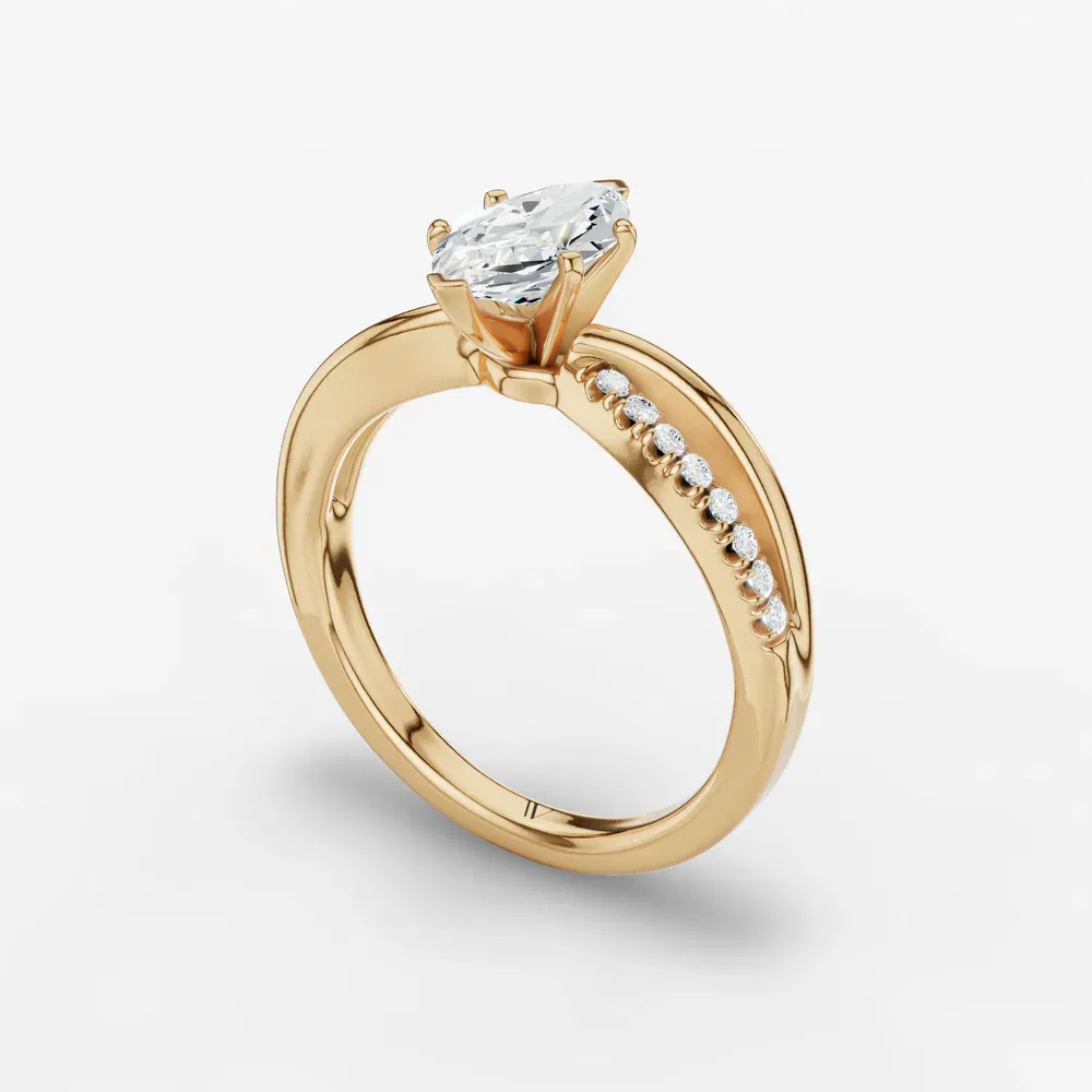 Certified 1 carat Lab Grown Diamond Marquise Cut Pavé, Split Shank Engagement Ring in 14K Yellow Gold-Polaris