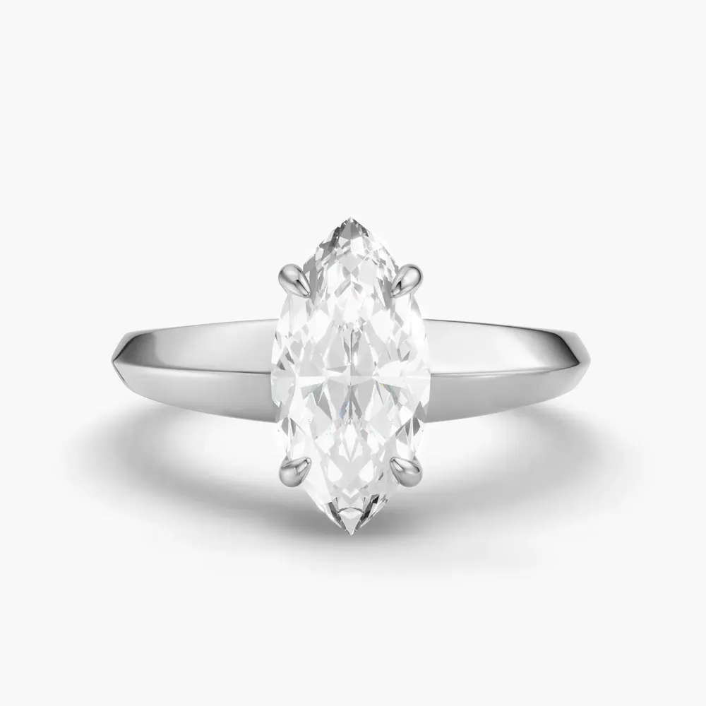 Certified 1 carat Lab Grown Diamond Marquise Cut Solitaire, Classic, Simple Engagement Ring in 14K White Gold-Jynx