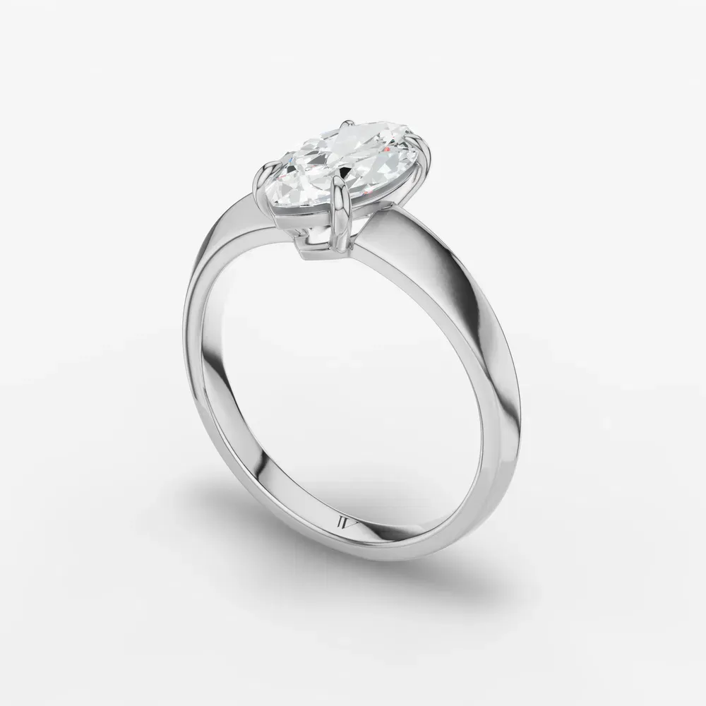 Certified 1 carat Lab Grown Diamond Marquise Cut Solitaire, Classic, Simple Engagement Ring in 14K White Gold-Jynx