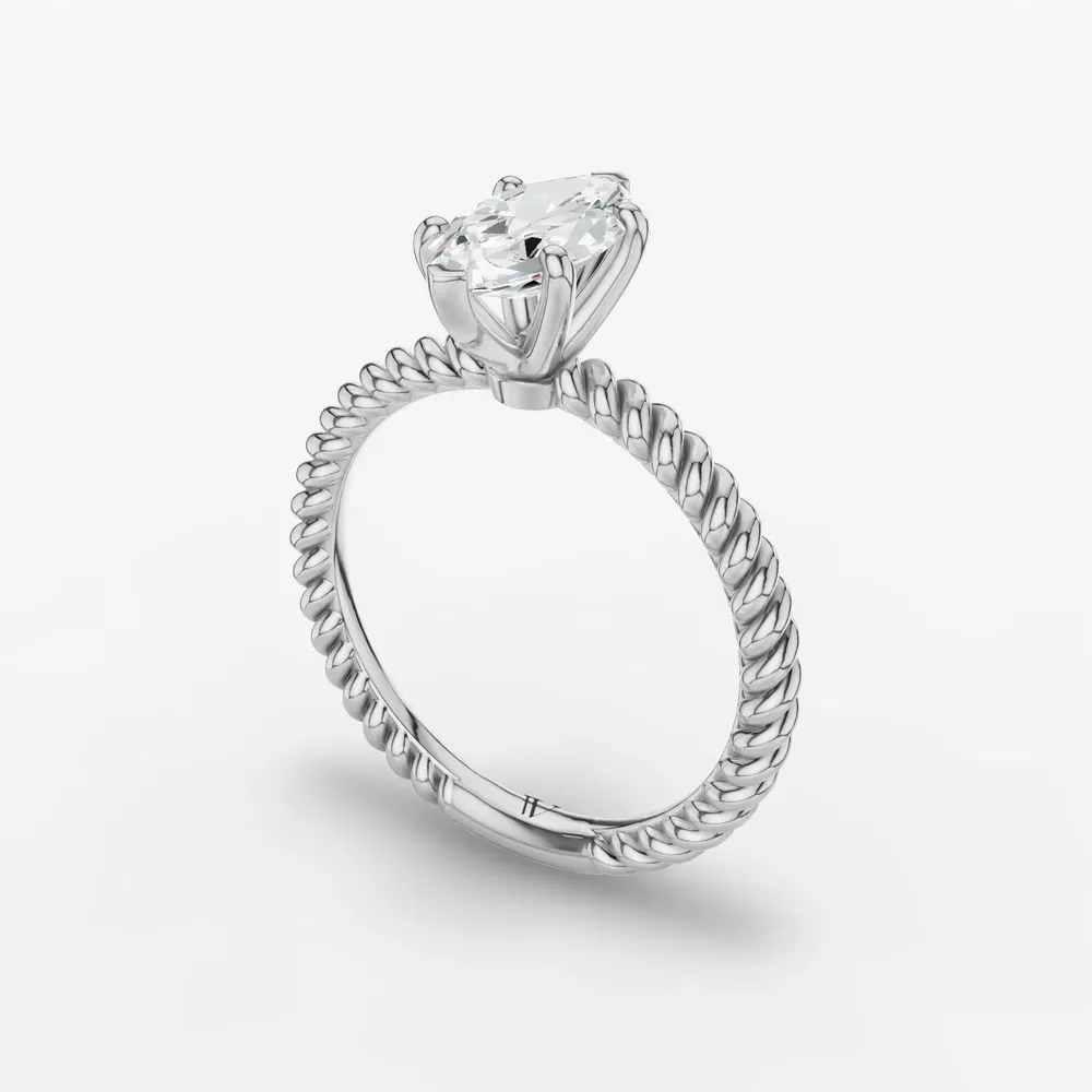 Certified 1 carat Lab Grown Diamond Marquise Cut Solitaire, Twist, Vintage Engagement Ring in 14K White Gold-Liray