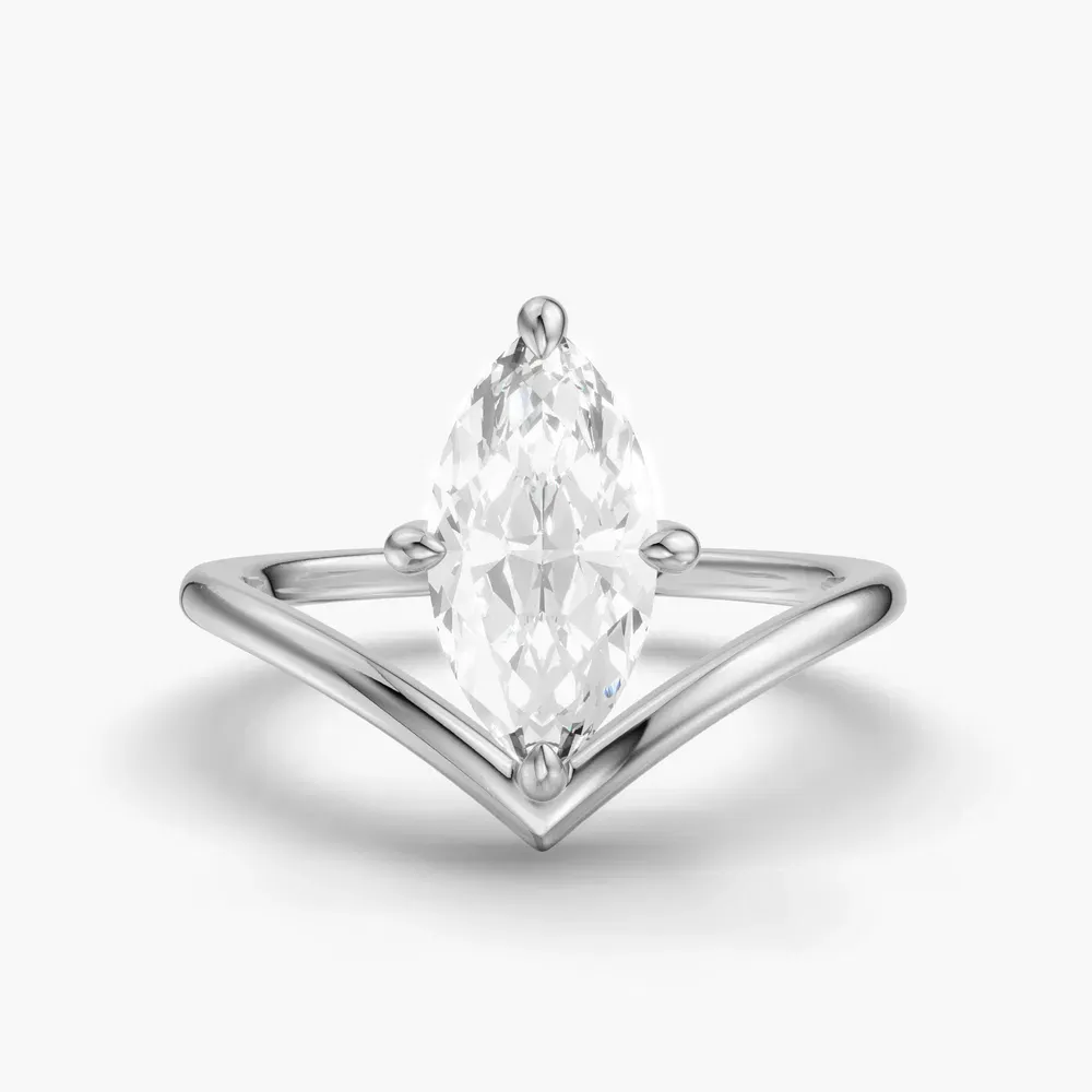 Certified 2 carat Lab Grown Diamond Marquise Cut Solitaire, Floating Engagement Ring in 14K White Gold-Lira