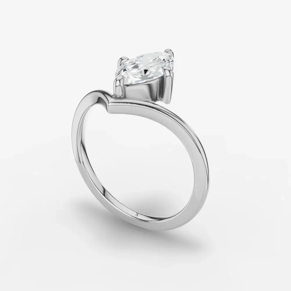 Certified 2 carat Lab Grown Diamond Marquise Cut Solitaire, Floating Engagement Ring in 14K White Gold-Lira
