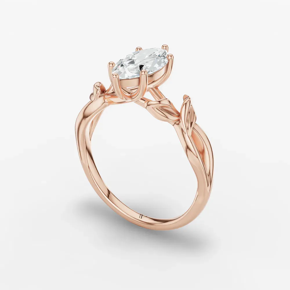 Certified 1 carat Lab Grown Diamond Marquise Cut Solitaire, Vintage, Split Shank Engagement Ring in 14K Rose Gold-Mirel