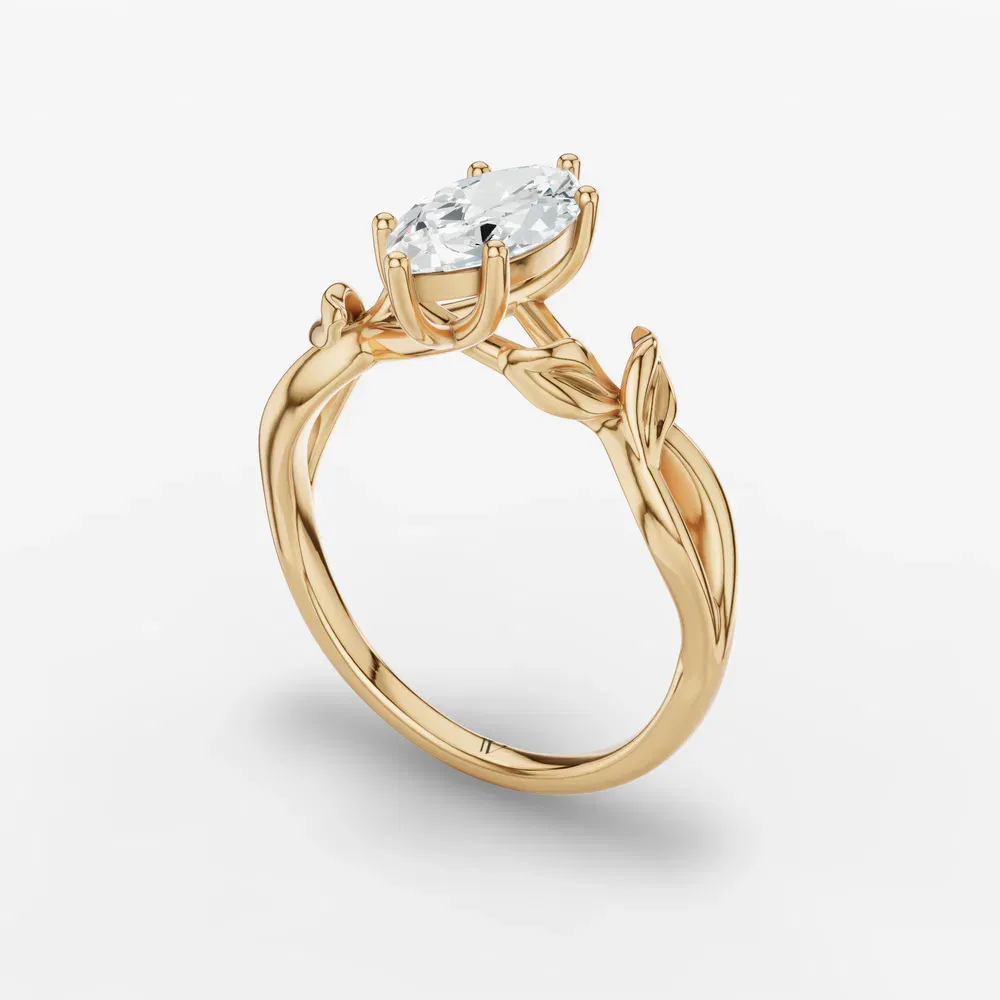 Certified 1 carat Lab Grown Diamond Marquise Cut Solitaire, Vintage, Split Shank Engagement Ring in 14K Yellow Gold-Mirel