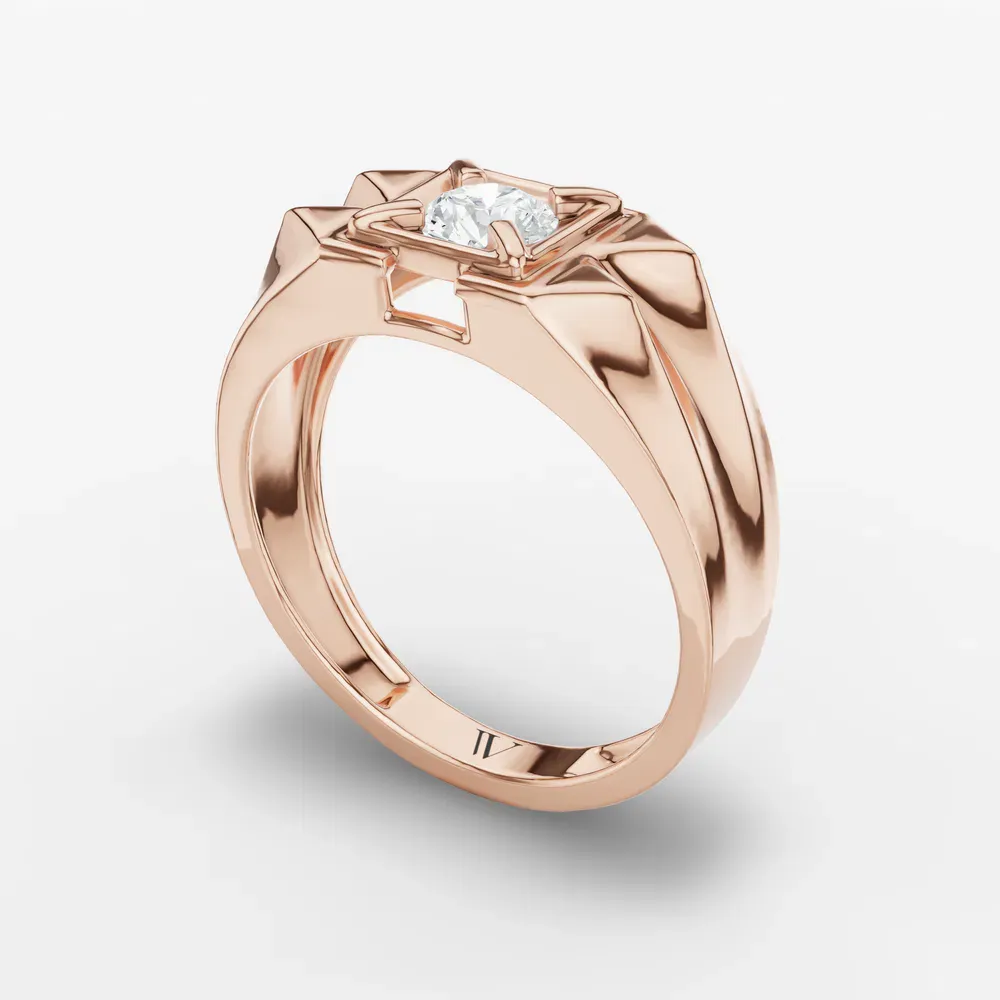 Certified 0.5 carat Lab Grown Diamond Round Cut Men's Engagement Ring in 14K Rose Gold-Fortress