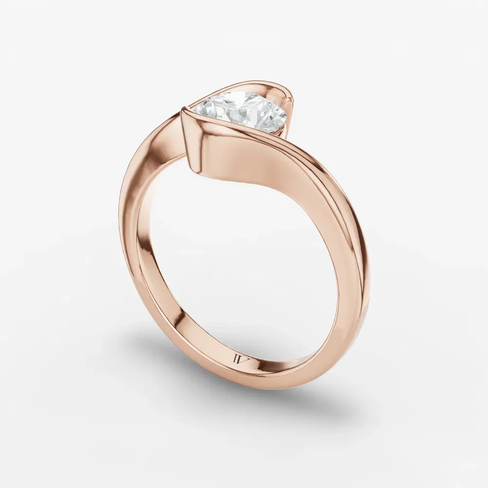 Certified 1 carat Lab Grown Diamond Round Cut Solitaire, Modern, Bezel Engagement Ring in 14K Rose Gold-Rylen