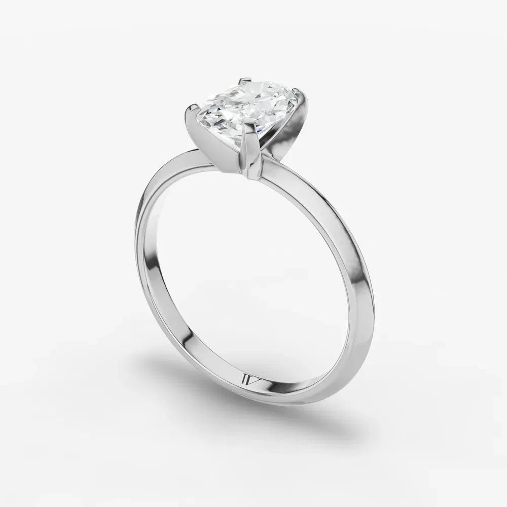 Certified 1 carat Lab Grown Diamond Oval Cut Solitaire, Classic, Simple Engagement Ring in 14K White Gold-Sylun