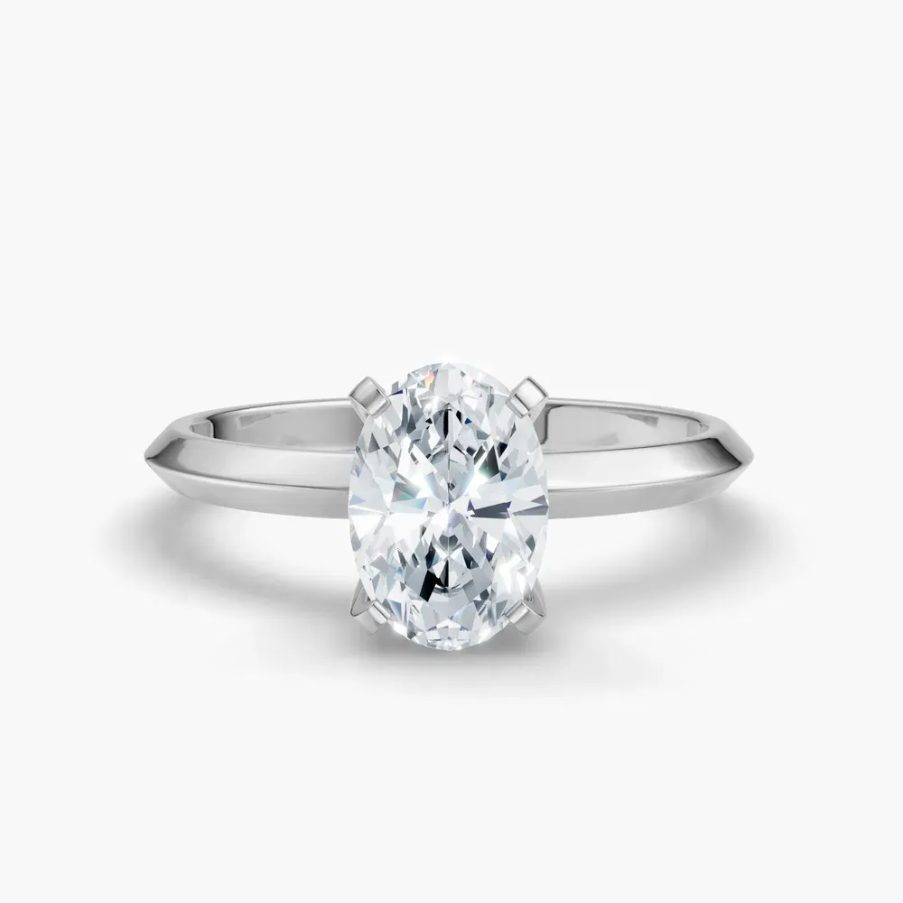 Certified 1 carat Lab Grown Diamond Oval Cut Solitaire, Classic, Simple Engagement Ring in 14K White Gold-Sylun
